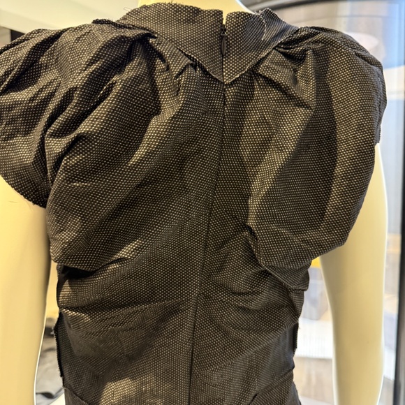 Vintage Nina Ricci black/white mini dot ruched dress with lace trim. - Picture 5 of 5